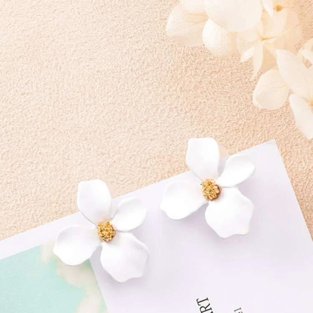 WHITE Flower Earrings Dogwood Spring